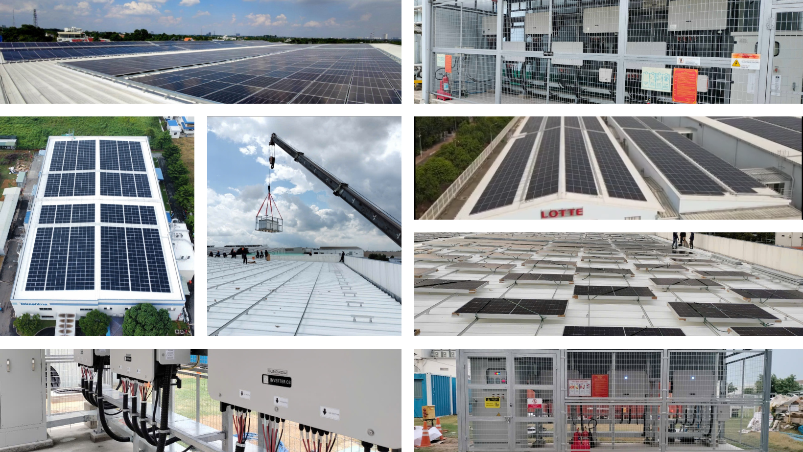 Solar panels on various rooftops