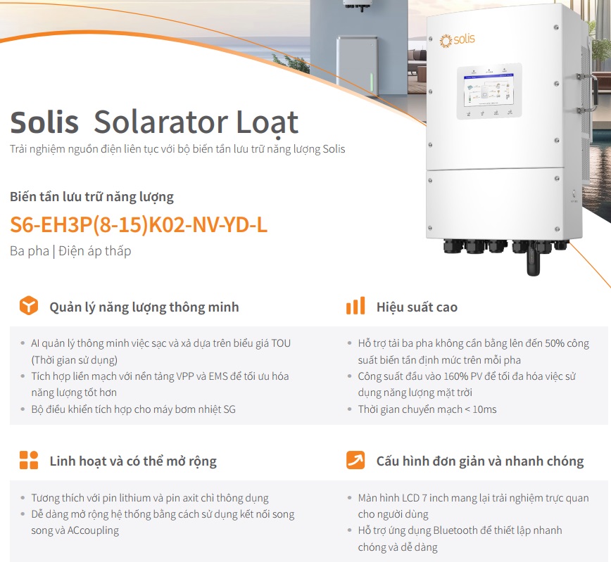 inverter hybrid solis 3 pha 10kw 12kw 15kw S6-EH3P biến tần lưu trữ năng lượng mặt trời